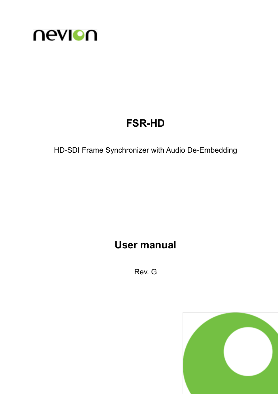 Nevion FSR-HD User Manual | 33 pages
