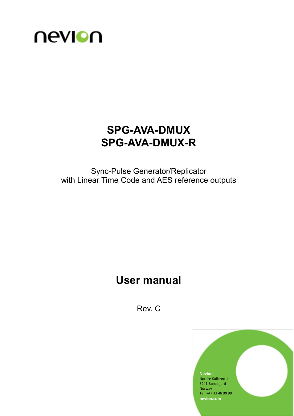 Nevion SPG-AVA-DMUX User Manual | 24 pages