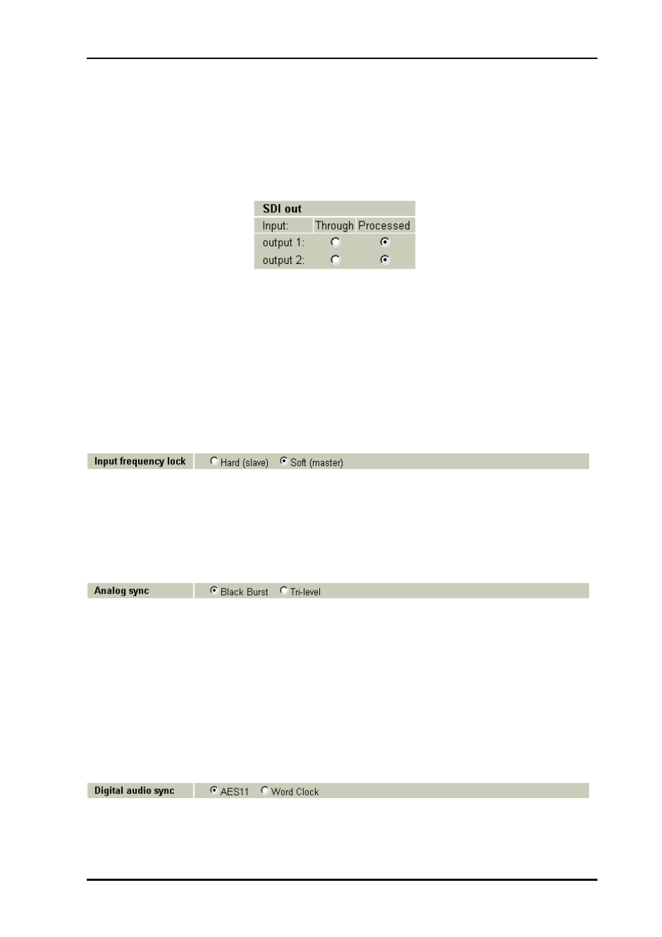 7 output switch, 8 frequency lock mode, 9 analog sync mode | 10 digital audio sync mode, Ch 3.2.8, Ch 3.2.10, Ch 3.2.9 | Nevion SPG-AVA-DMUX User Manual | Page 17 / 24