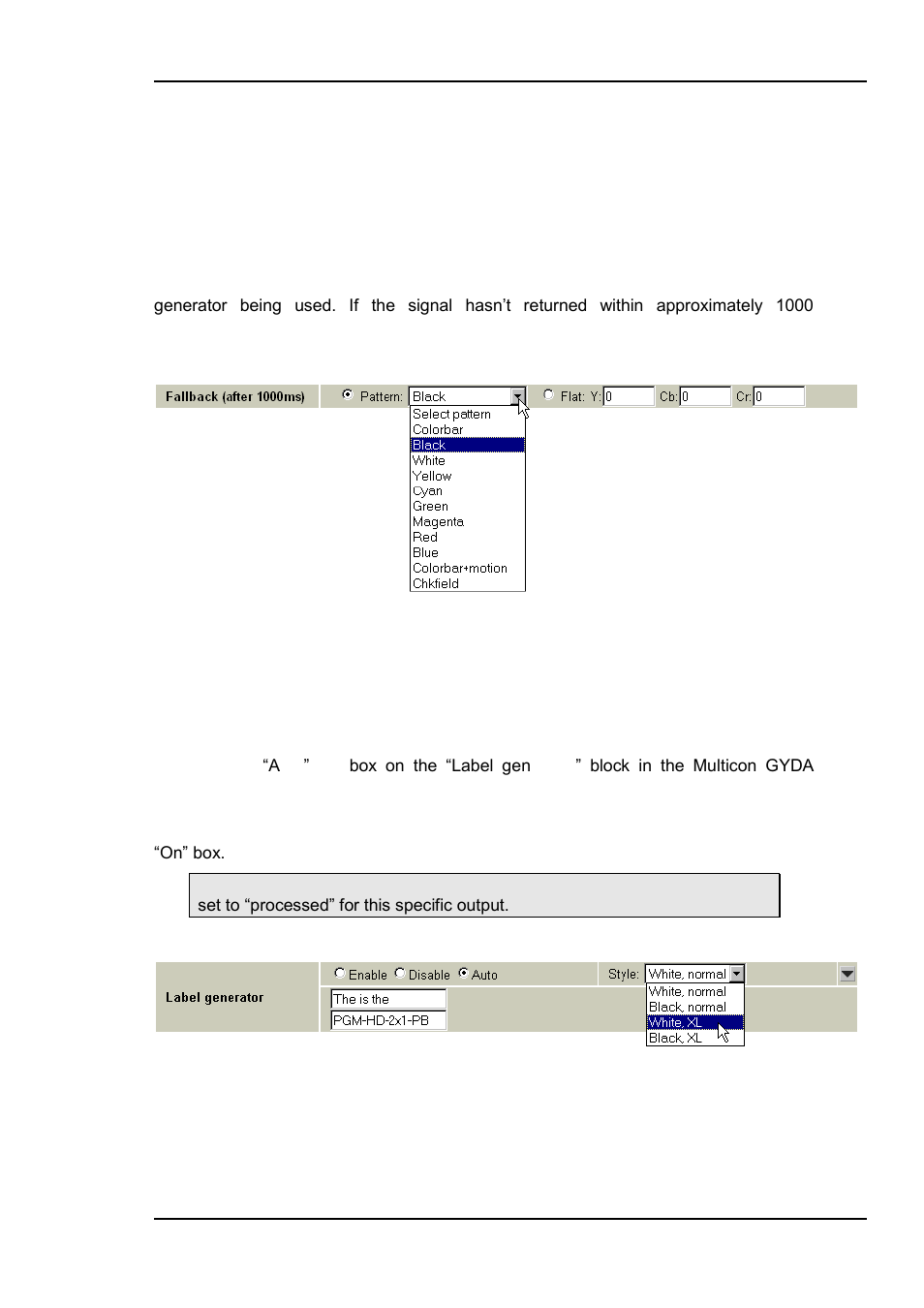 5 fallback to video generator, 6 on-screen label generator, 7 video monitor | Nevion PGM-HD-2x1-PB User Manual | Page 18 / 28