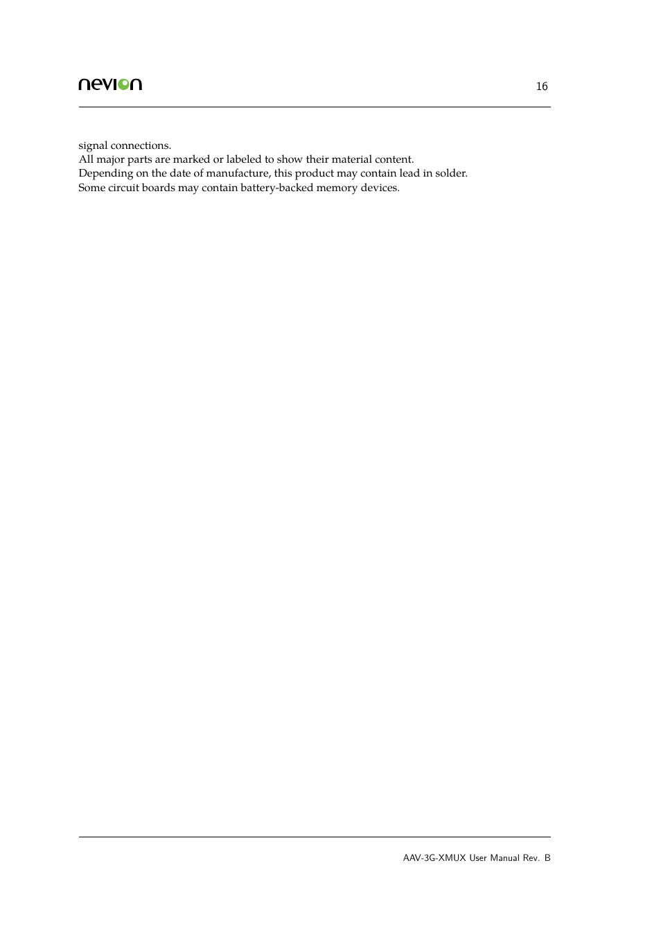 Nevion AAV-3G-XMUX User Manual | Page 16 / 16