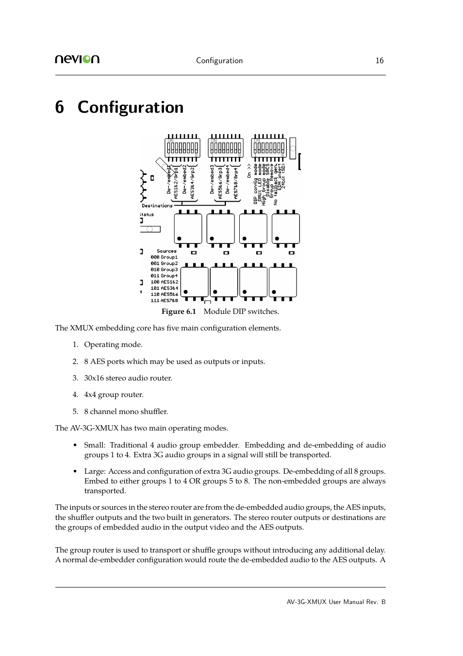 6 configuration, Conﬁguration, 6 conﬁguration | Nevion AV-3G-XMUX User Manual | Page 16 / 42