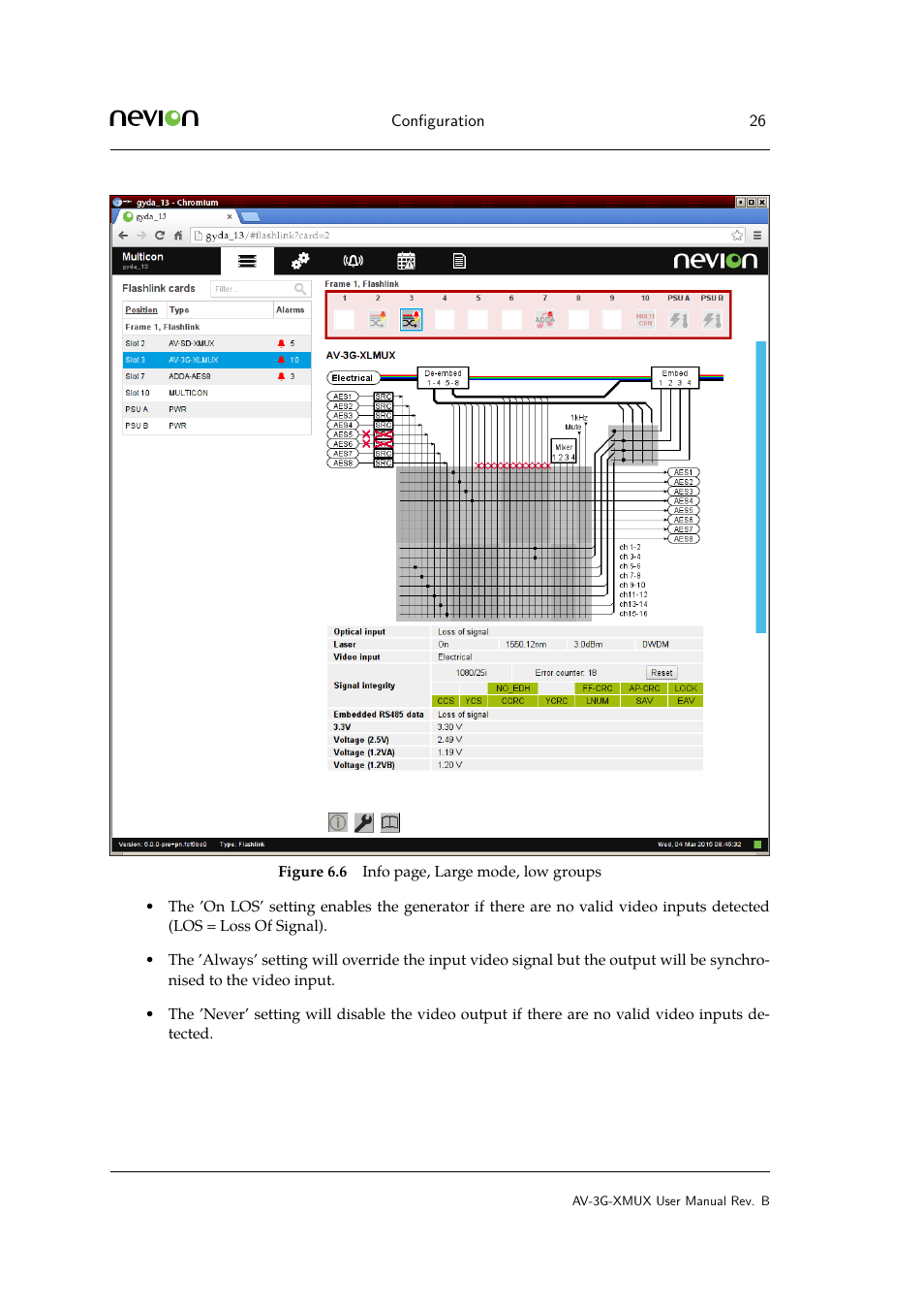 Nevion AV-3G-XMUX User Manual | Page 26 / 42