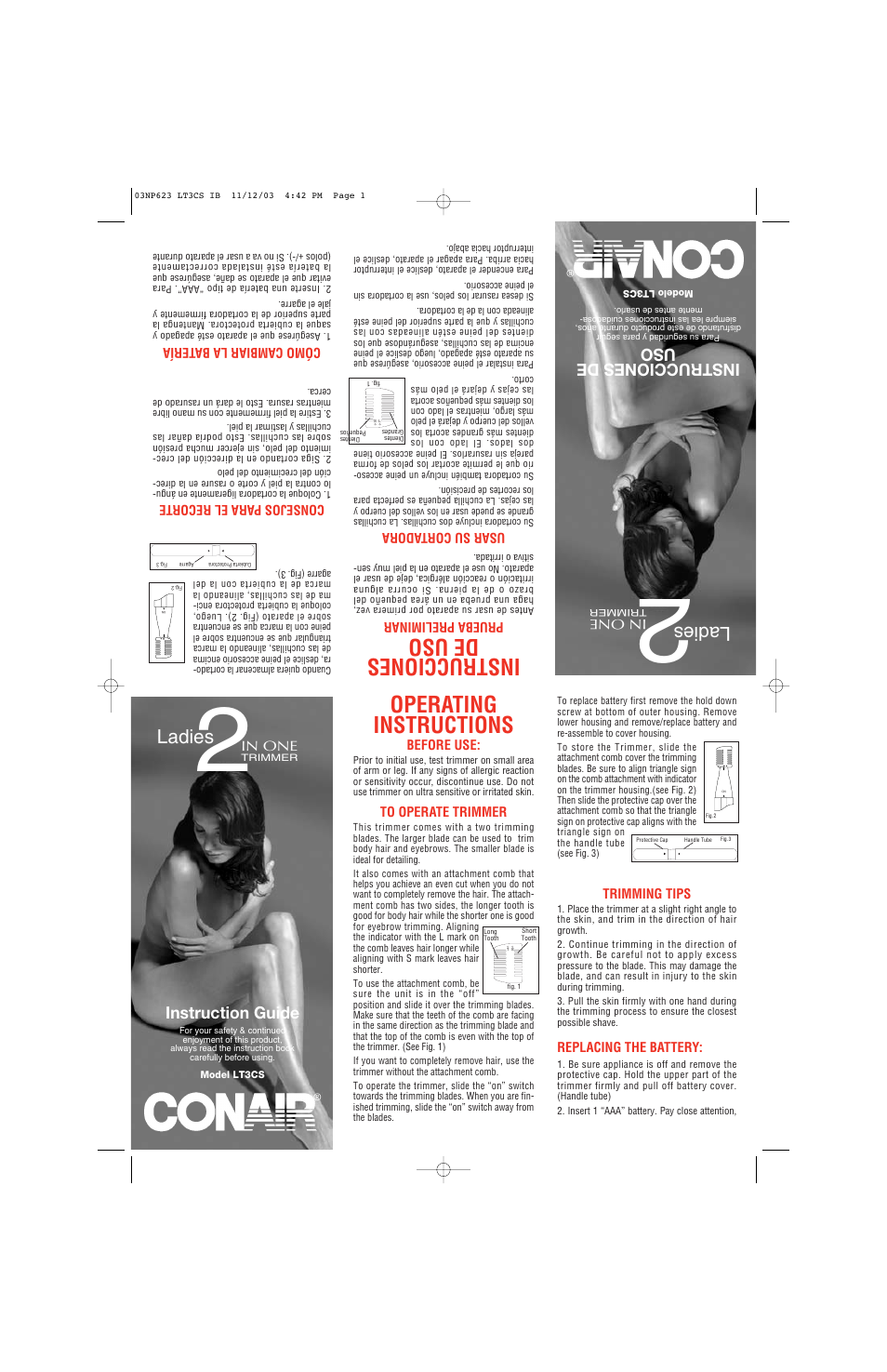 Conair LT3CS User Manual | 2 pages