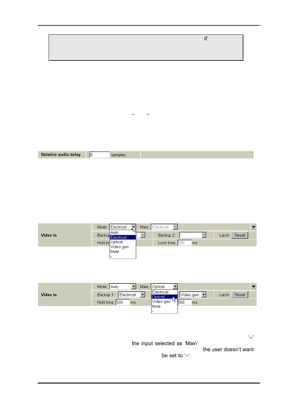 7 video input selection | Nevion DAC-AVA-DMUX User Manual | Page 24 / 32