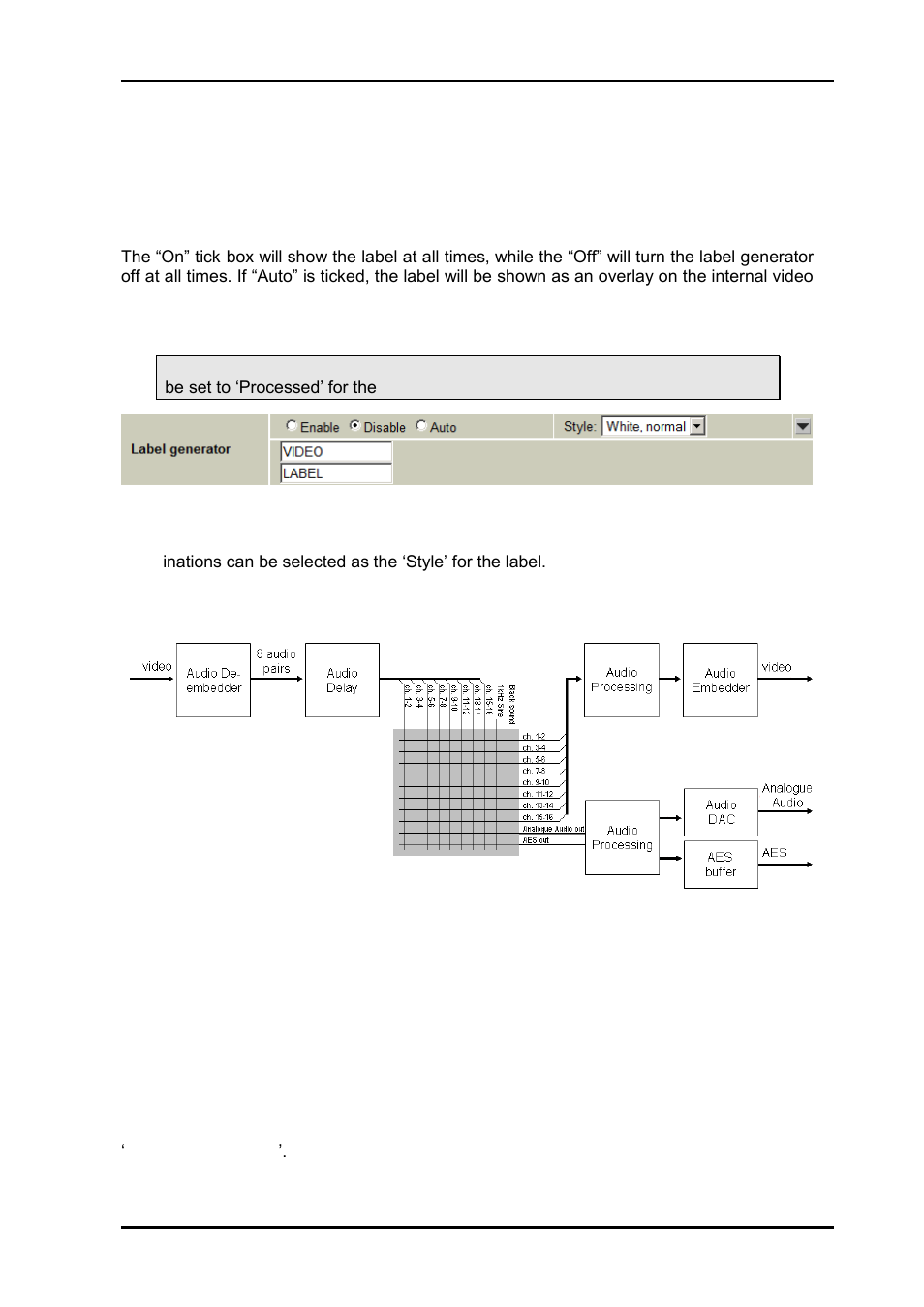 13 label generator, 14 audio overview, 15 audio de-embedder | 16 audio delay | Nevion DAC-AVA-DMUX User Manual | Page 27 / 32