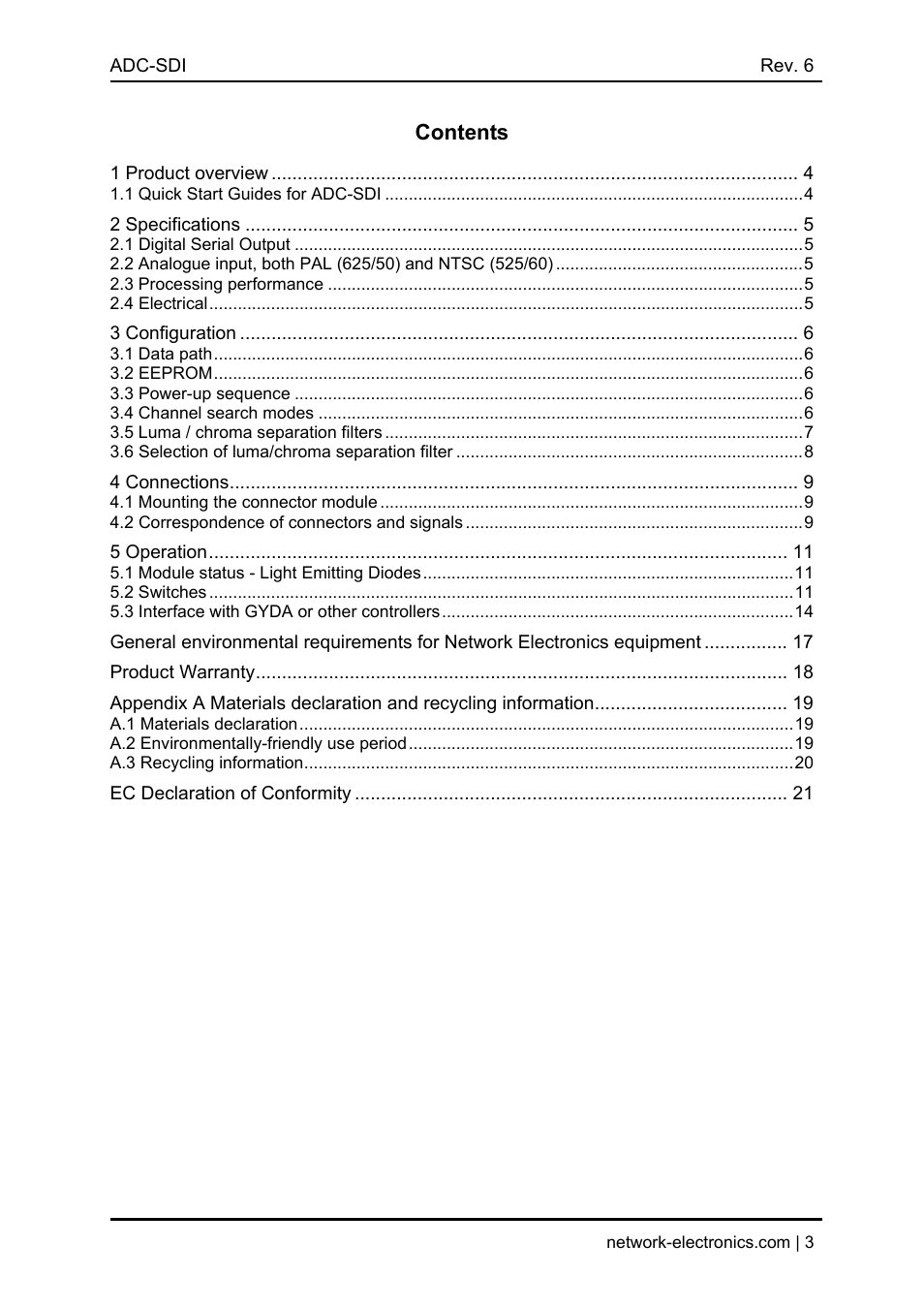 Nevion ADC-SDI User Manual | Page 3 / 21