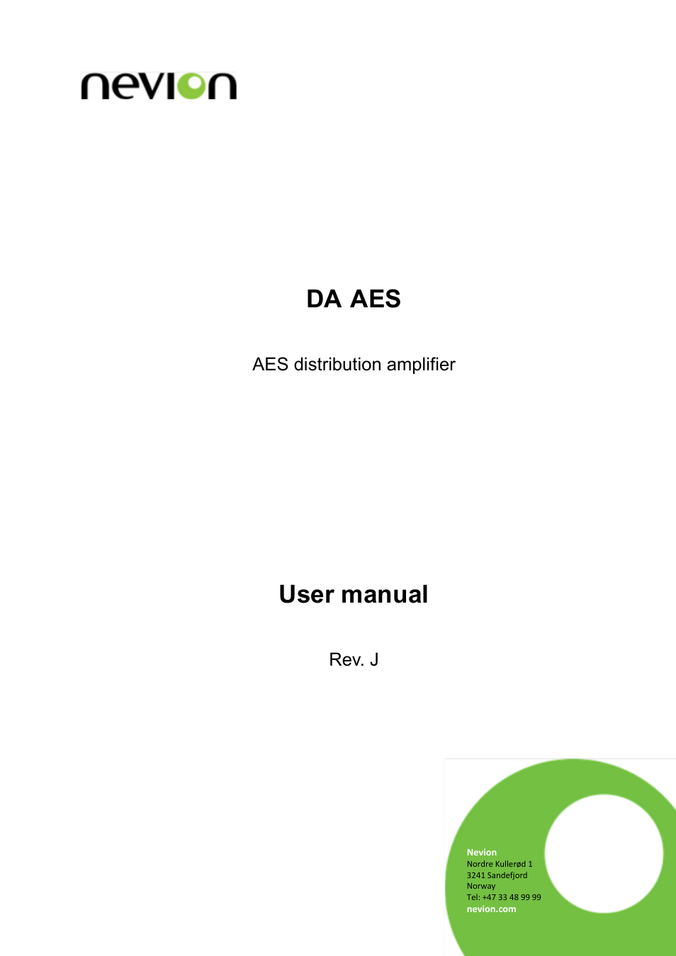 Nevion DA-AES User Manual | 13 pages