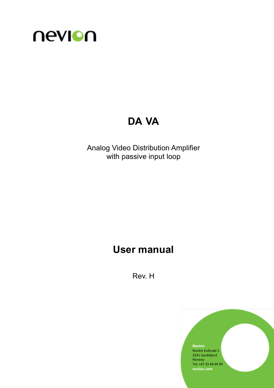 Nevion DA-VA User Manual | 11 pages