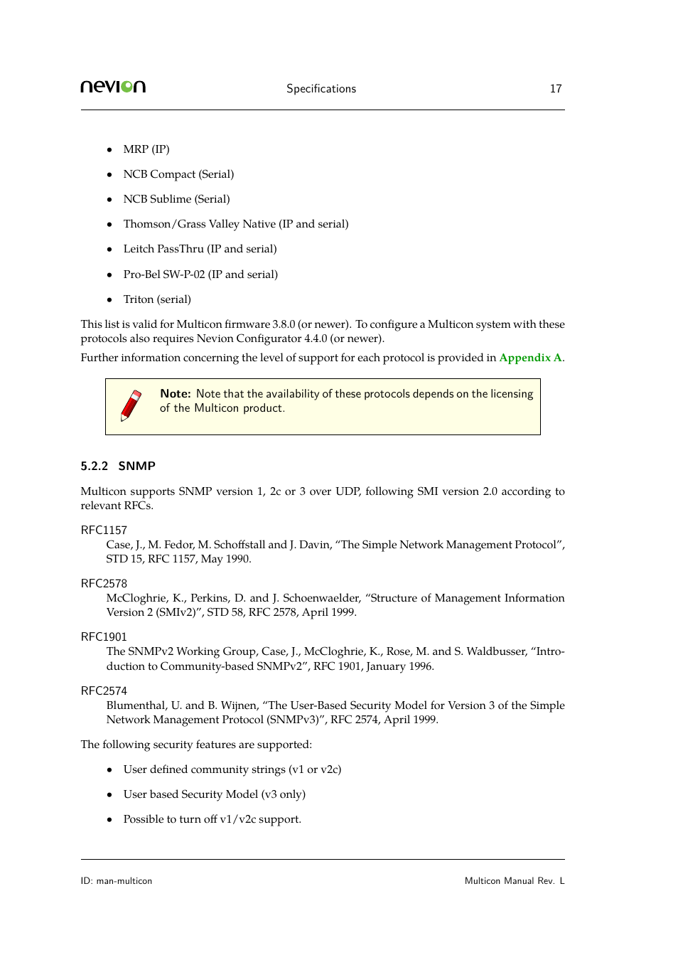 2 snmp | Nevion Multicon User Manual | Page 17 / 83