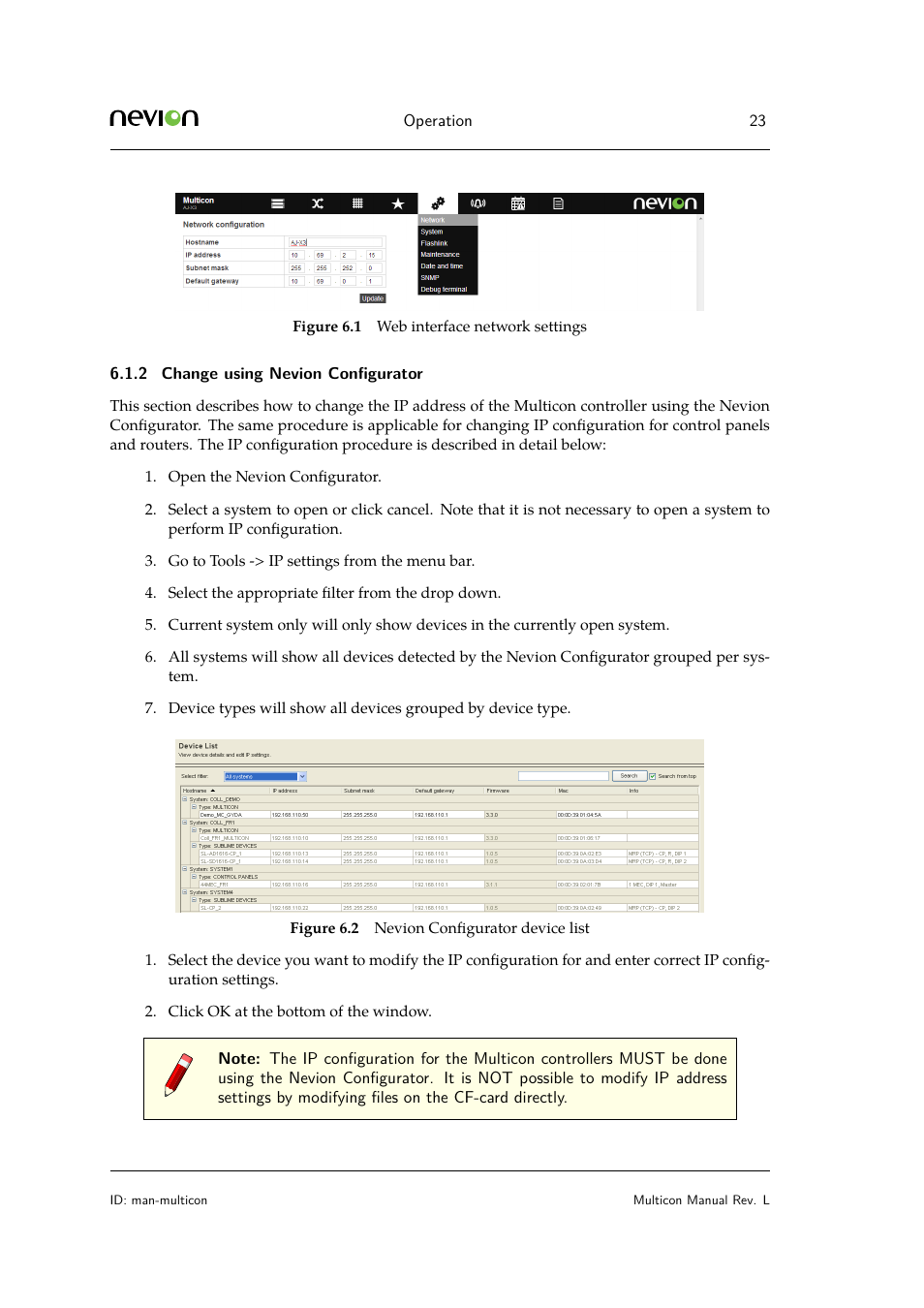 2 change using nevion configurator | Nevion Multicon User Manual | Page 23 / 83