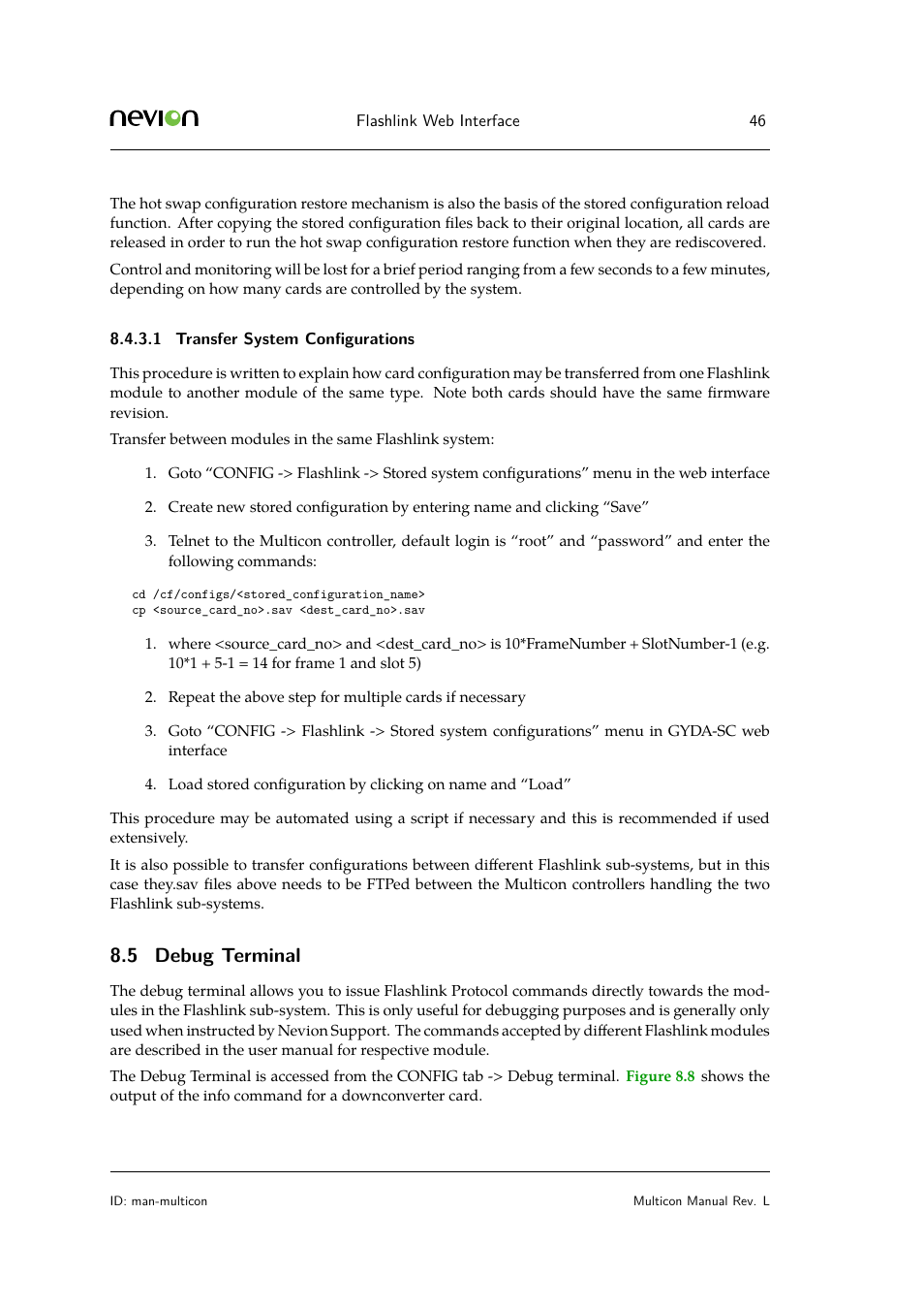 5 debug terminal | Nevion Multicon User Manual | Page 46 / 83