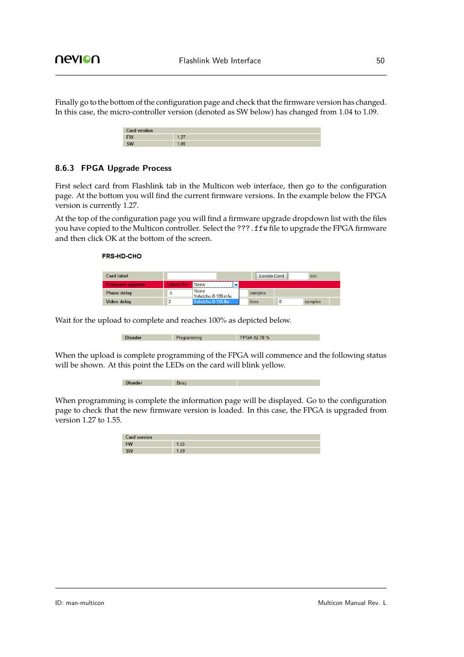 3 fpga upgrade process | Nevion Multicon User Manual | Page 50 / 83
