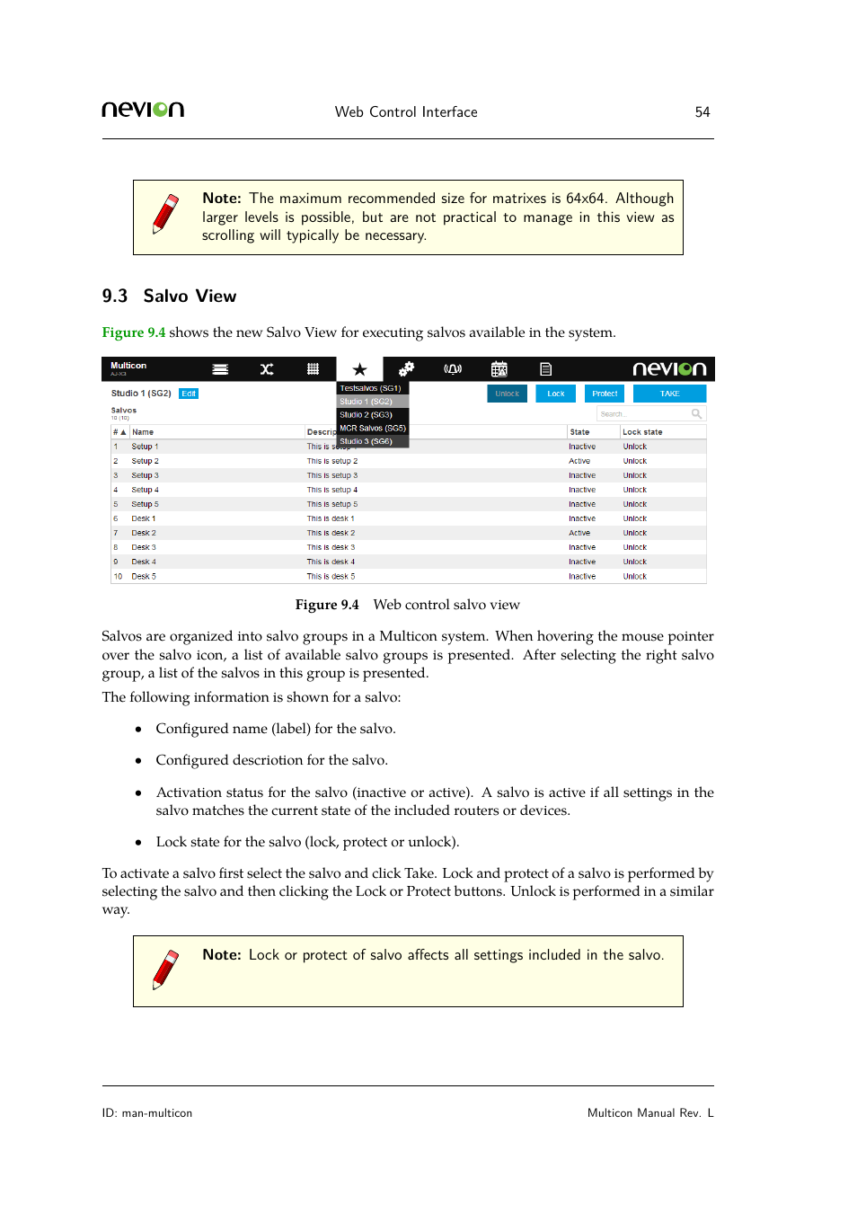 3 salvo view | Nevion Multicon User Manual | Page 54 / 83