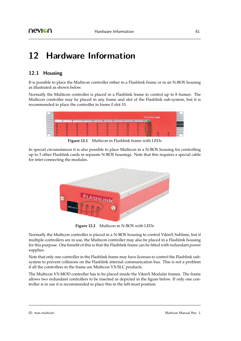 12 hardware information, 1 housing | Nevion Multicon User Manual | Page 61 / 83
