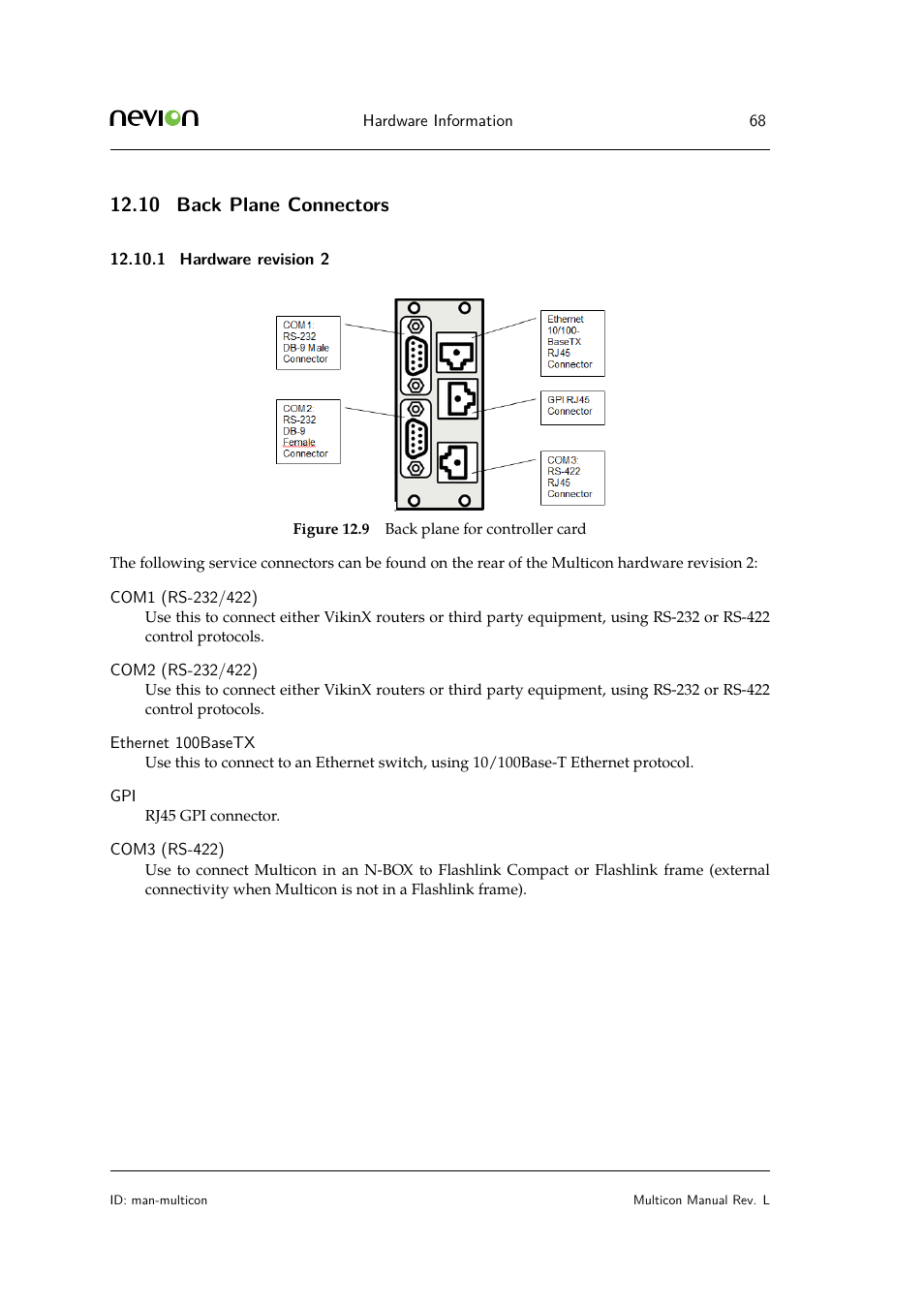 10 back plane connectors, 1 hardware revision 2 | Nevion Multicon User Manual | Page 68 / 83