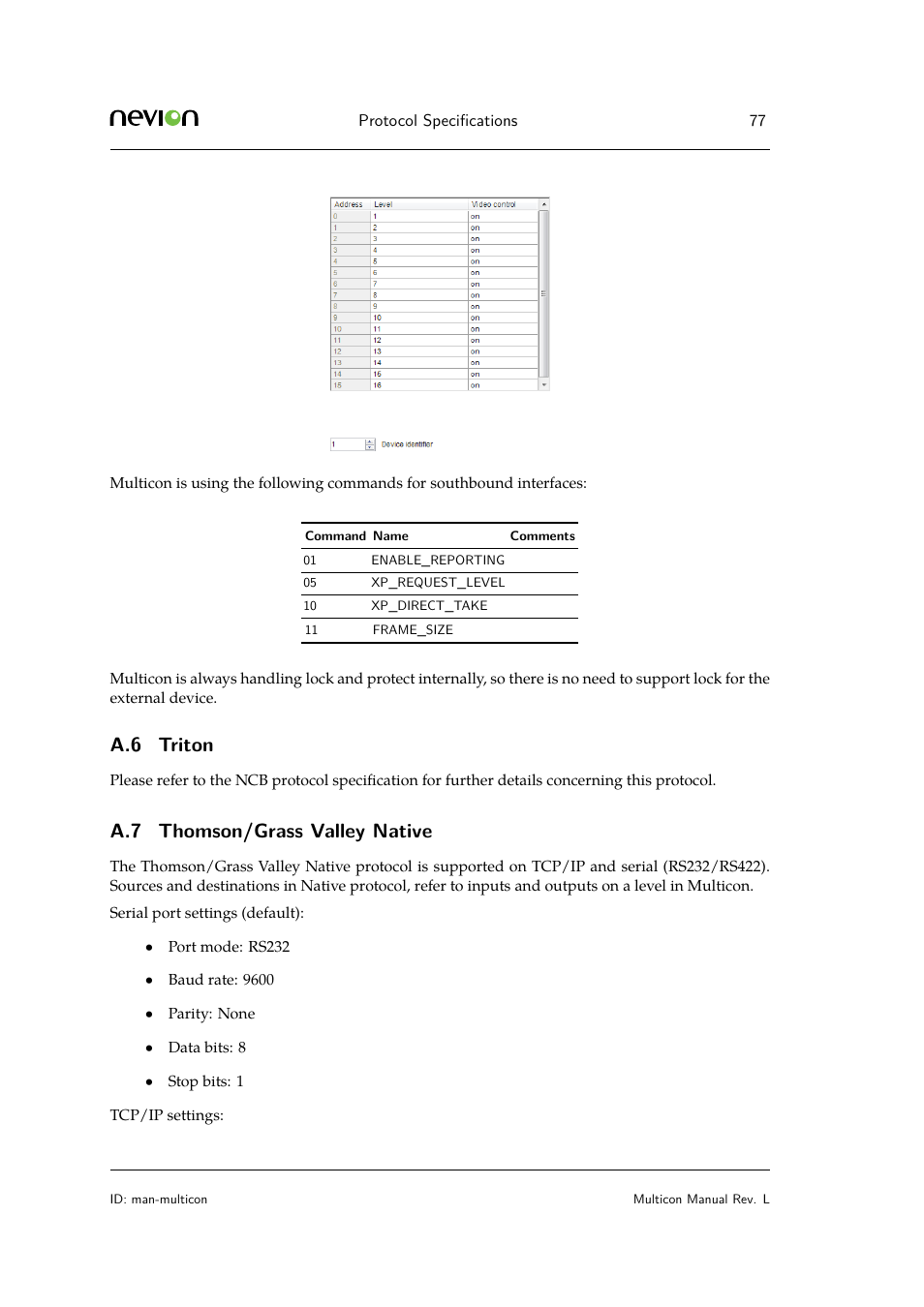 A.6 triton, A.7 thomson/grass valley native | Nevion Multicon User Manual | Page 77 / 83