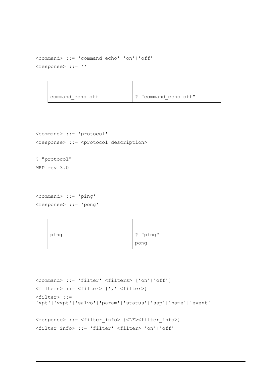 3 command echo, 4 protocol version, 5 server ping | 6 status message suppression | Nevion Multicon MRP User Manual | Page 11 / 46