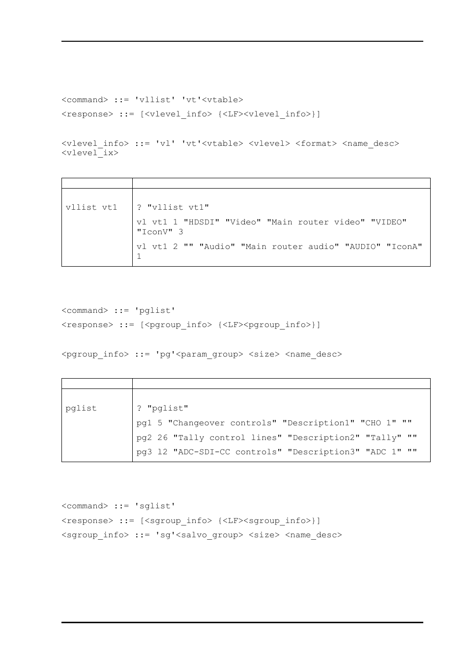 3 virtual level list, 4 parameter group list, 5 salvo group list | Nevion Multicon MRP User Manual | Page 14 / 46