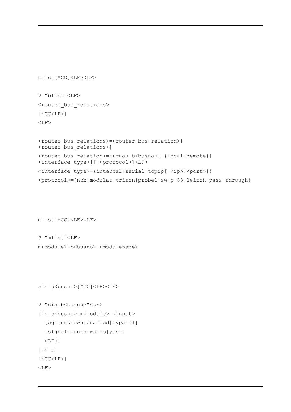 4 bus list, 5 module list, 6 list input configuration and status | Nevion Multicon MRP User Manual | Page 37 / 46