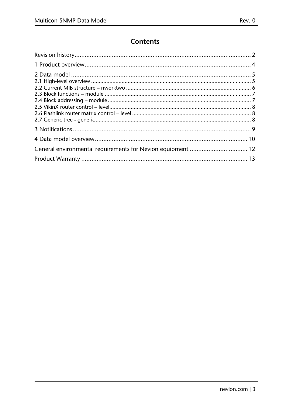 Nevion Multicon SNMP User Manual | Page 3 / 13