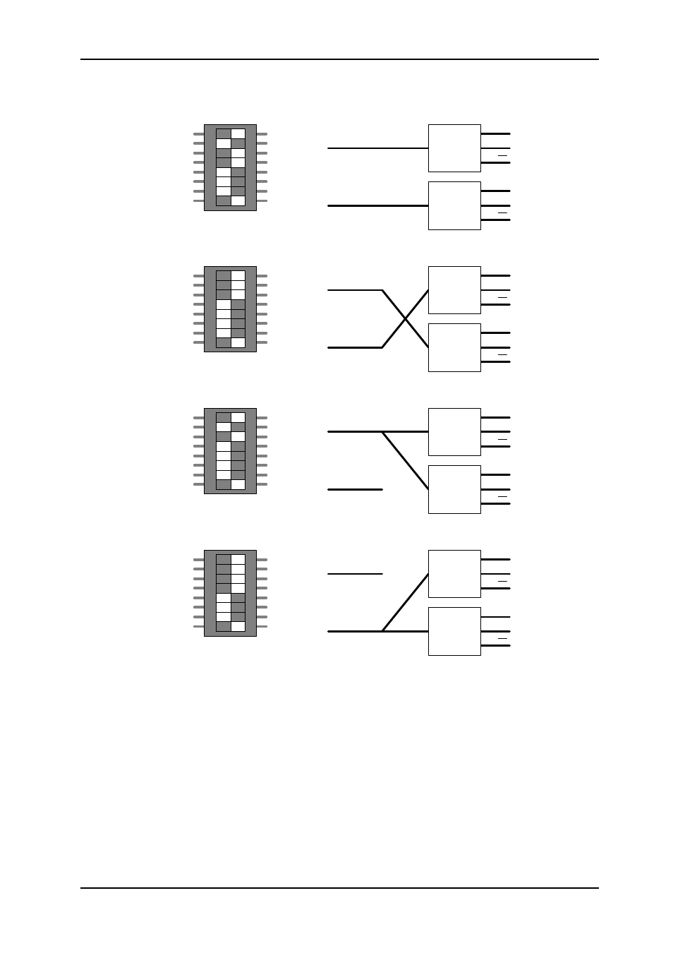 7 dual converter configuration example, 3ghd-oe / 3ghd-oe-2 rev. f, Figure 7 dual oe converter, standard setup | Figure 8 dual oe converter, input swap, Figure 9 single oe converter with da, input 1, Figure 10 single oe converter with da, input 2 | Nevion 3GHD-OE User Manual | Page 11 / 22