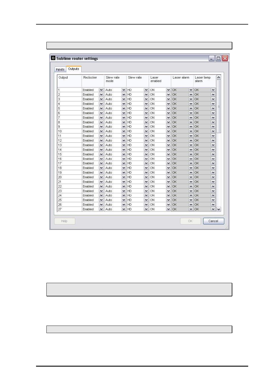 9 configuring output options, 1 output reclocker, 2 slew rate settings | 3 laser settings | Nevion VikinX Sublime Series Rev.AB User Manual | Page 23 / 40