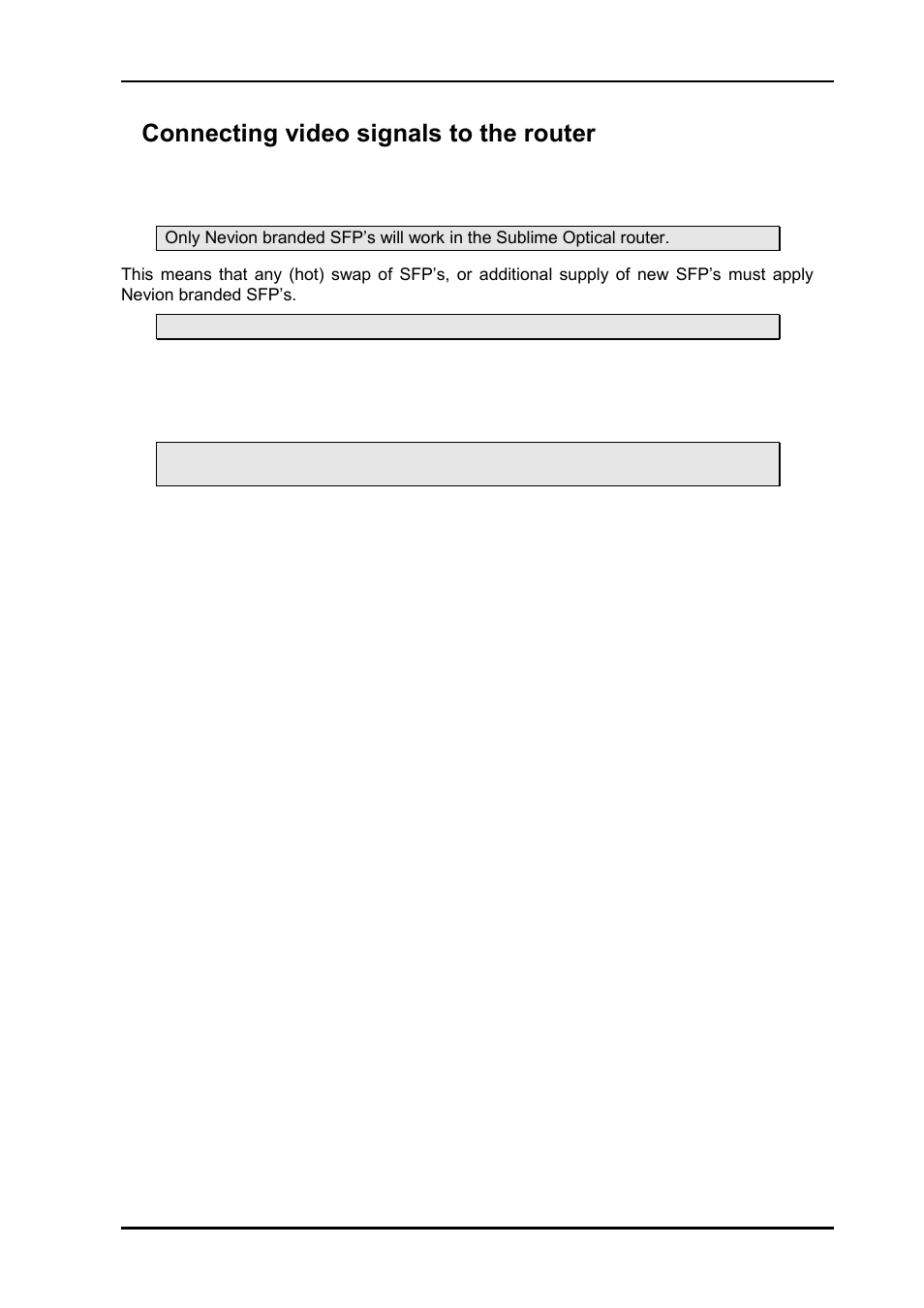 6 connecting video signals to the router, 1 optical interface, 2 electrical interface | 6connecting video signals to the router | Nevion VikinX Sublime series Rev.G User Manual | Page 28 / 37
