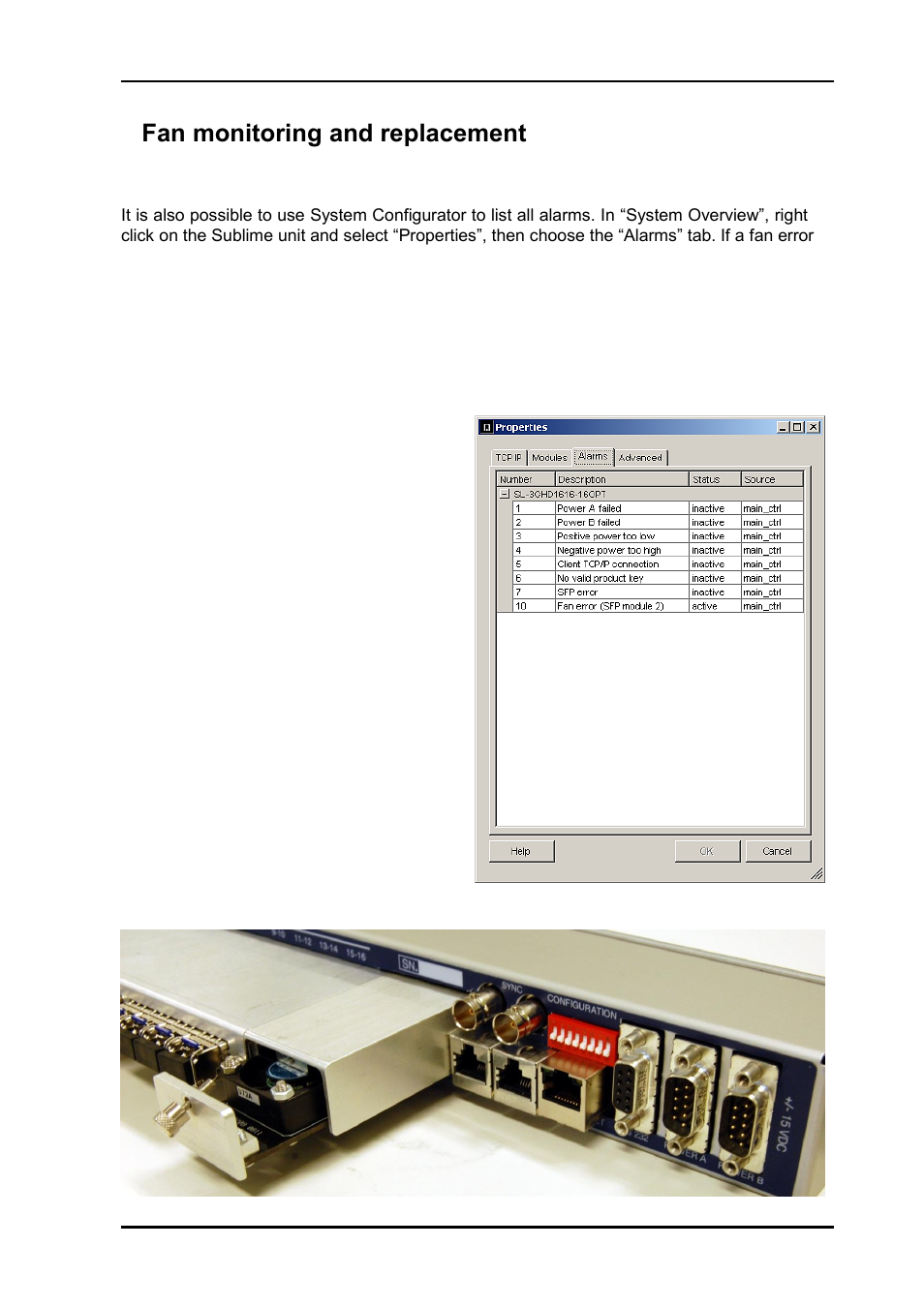 8 fan monitoring and replacement, 8fan monitoring and replacement | Nevion VikinX Sublime series Rev.G User Manual | Page 31 / 37