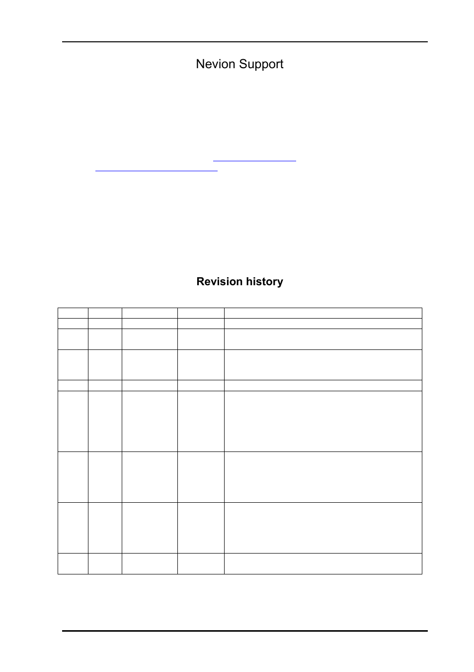 Nevion support, Revision history | Nevion Sublime Control Panels User Manual | Page 2 / 25