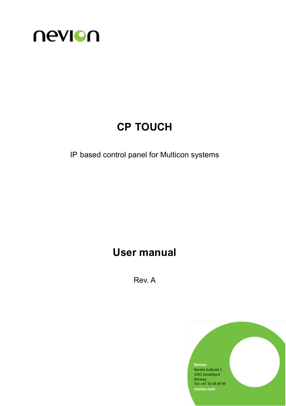 Nevion CP-TOUCH User Manual | 18 pages