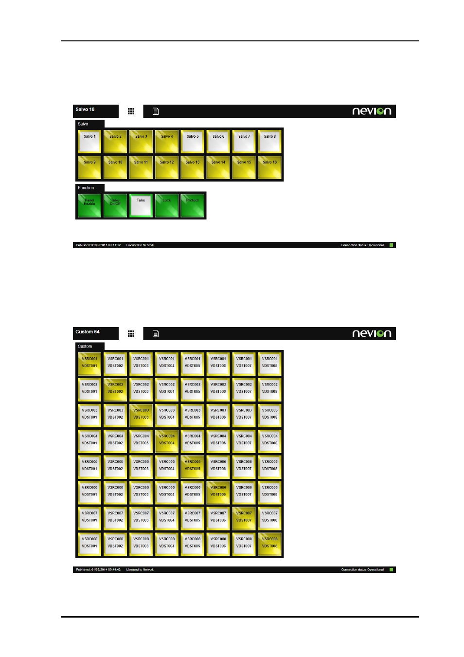 4 salvo, 5 custom buttons | Nevion Web Panel User Manual | Page 18 / 32