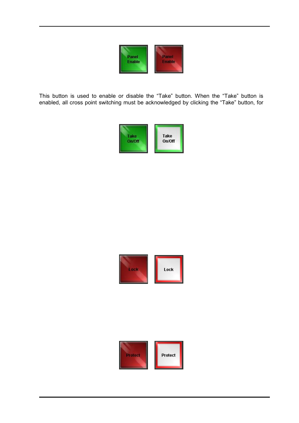 2 take on/off, 3 take, 4 lock | 5 protect | Nevion Web Panel User Manual | Page 20 / 32