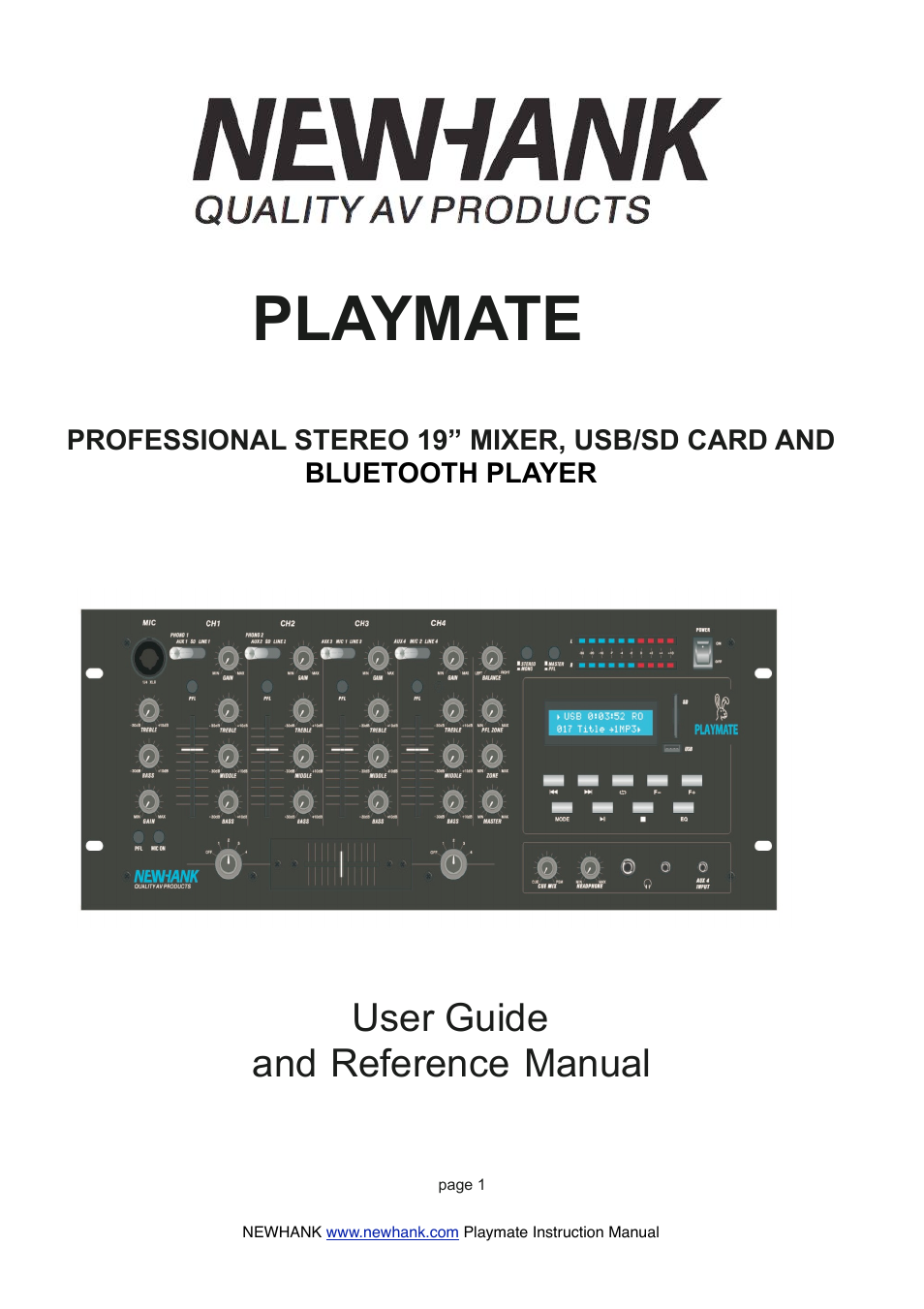 NewHank Playmate User Manual | 8 pages