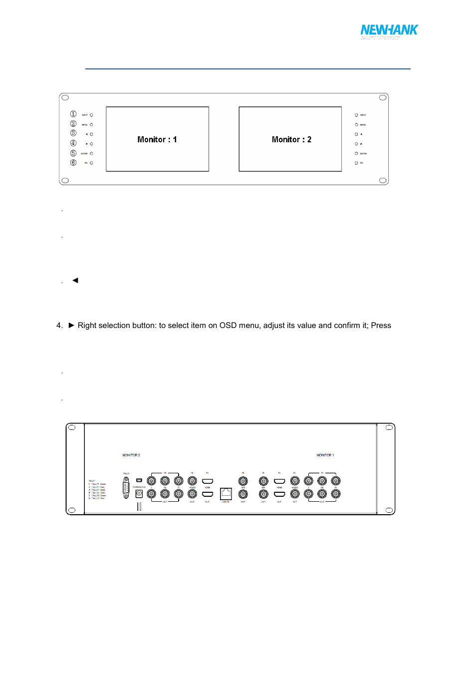 Panel function and button operating instruction | NewHank MVIW-070X2-RKBC User Manual | Page 4 / 12