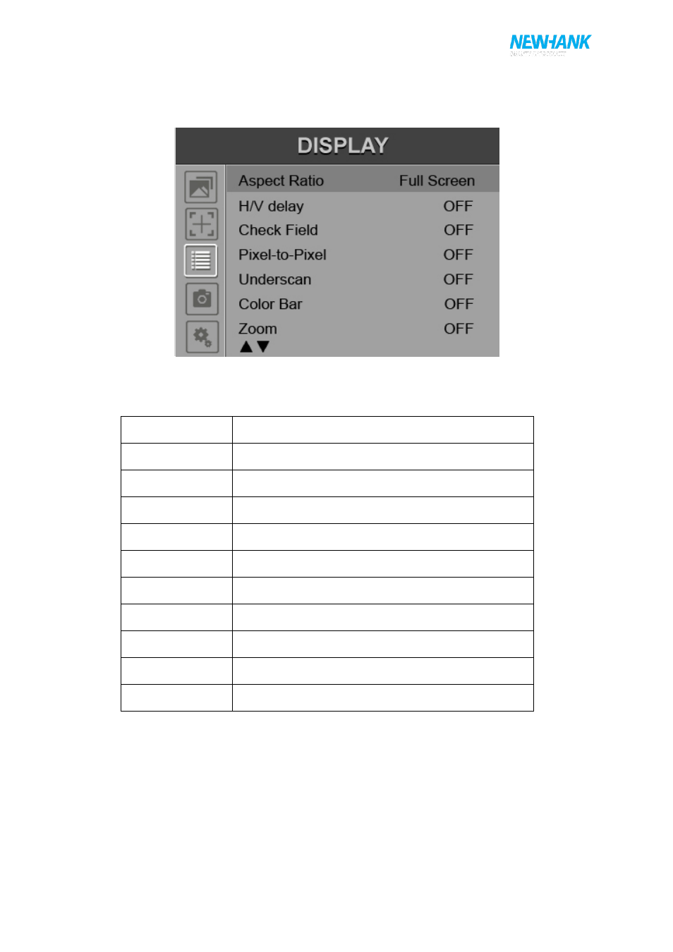 Display | NewHank MVIW-070X2-RKBC User Manual | Page 8 / 12