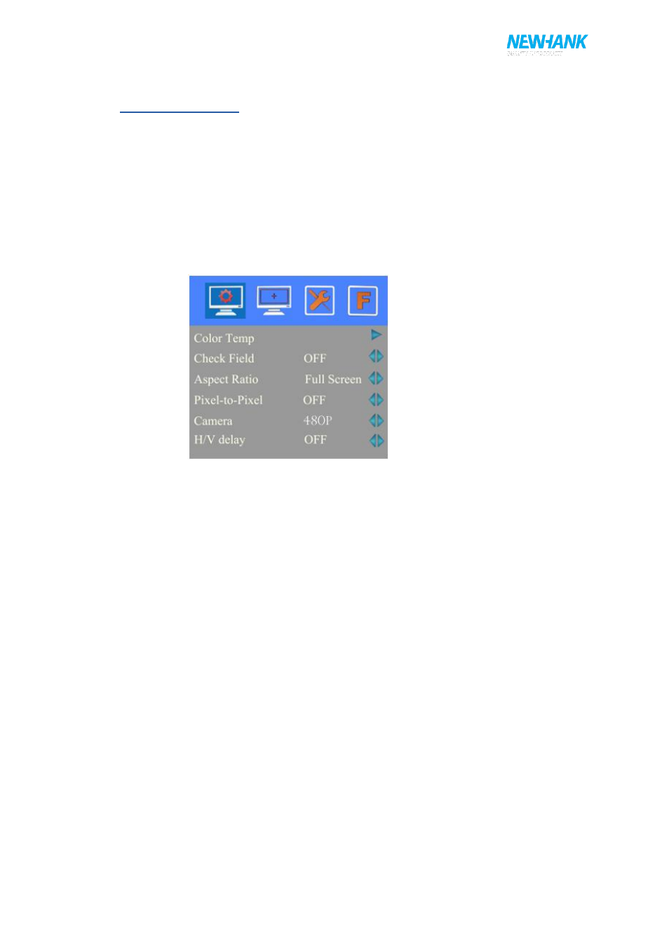 Setting menu | NewHank MVDW-070-BCSDI User Manual | Page 8 / 14