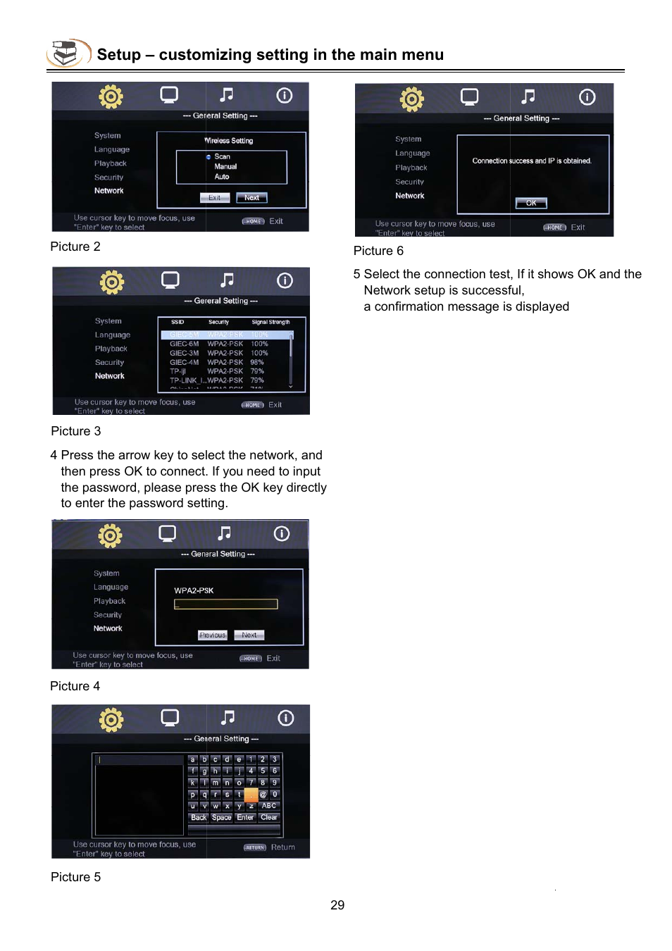 Setup – customizing setting in the main menu | NewHank BDP-432 User Manual | Page 31 / 37