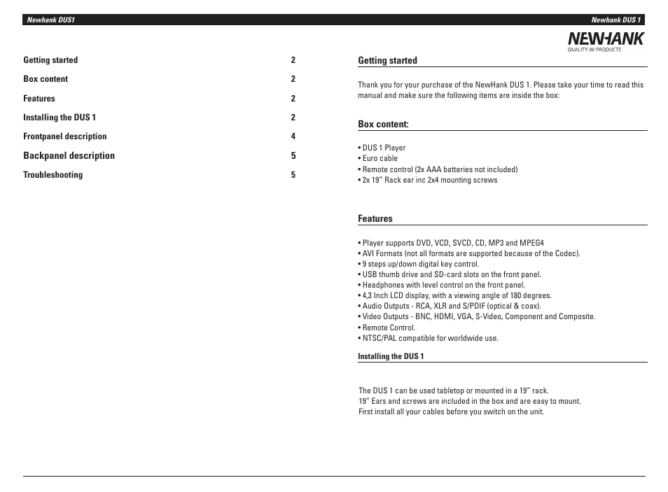 NewHank DUS 1 User Manual | Page 2 / 3