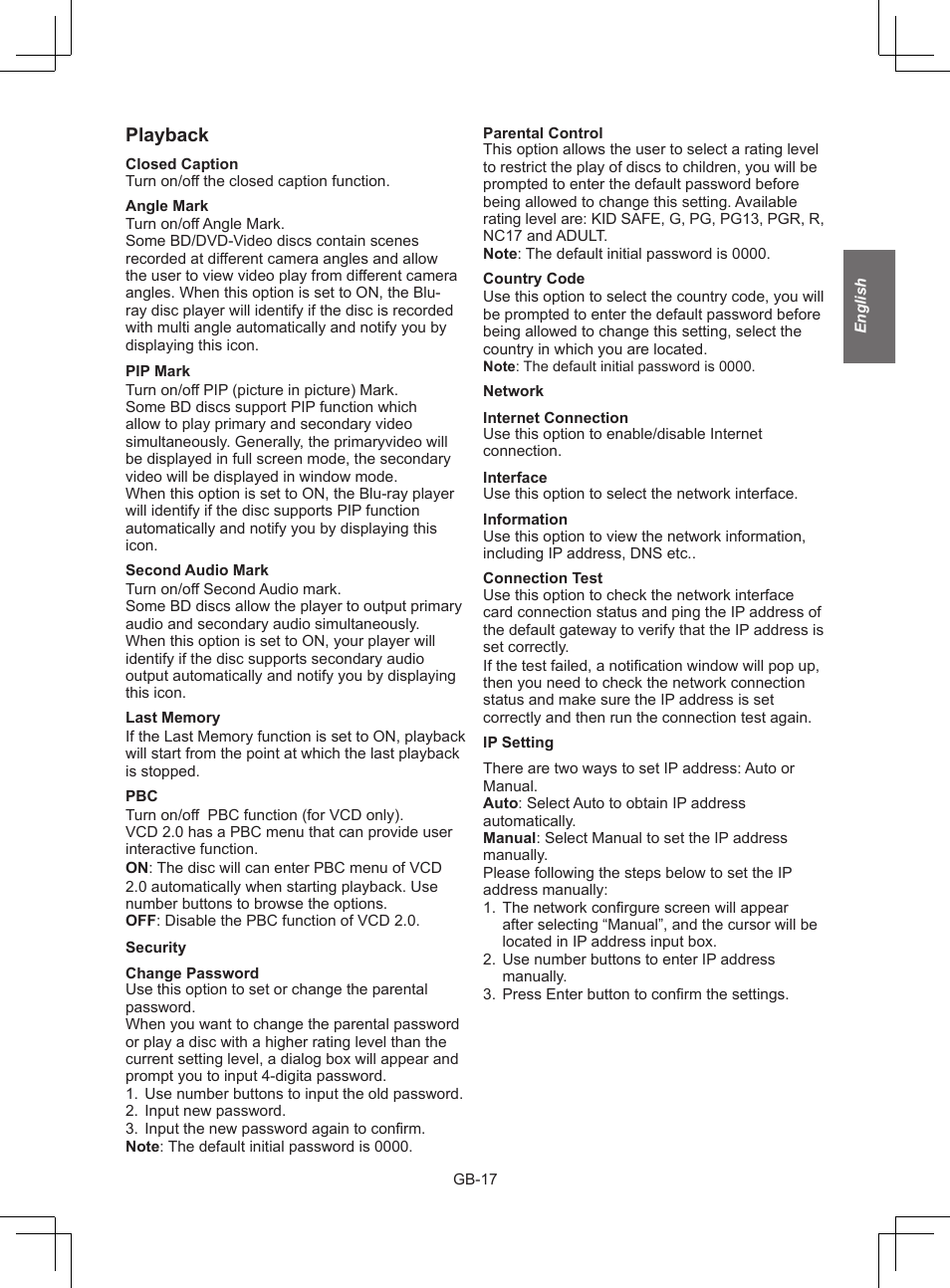 Playback | NewHank BDP 620 User Manual | Page 17 / 23