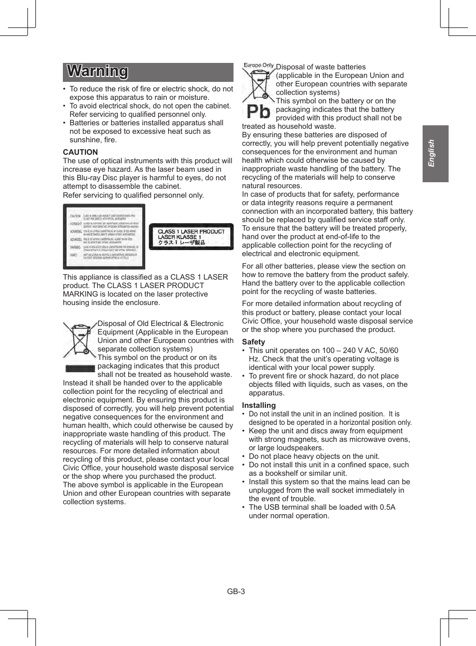 Warning | NewHank BDP 620 User Manual | Page 3 / 23