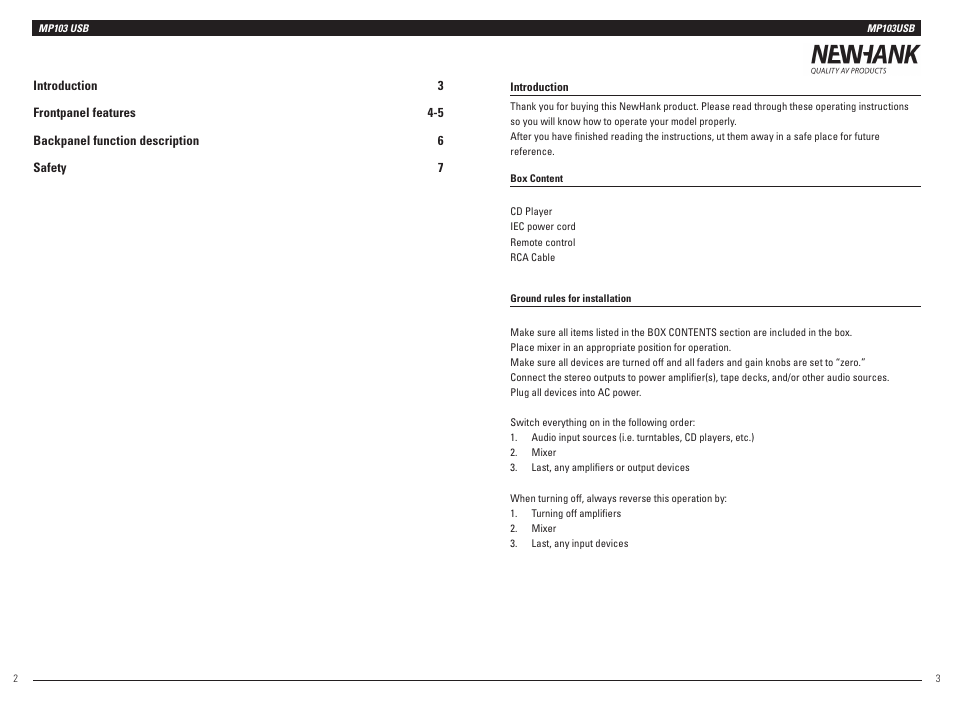 NewHank MP103 USB User Manual | Page 2 / 4