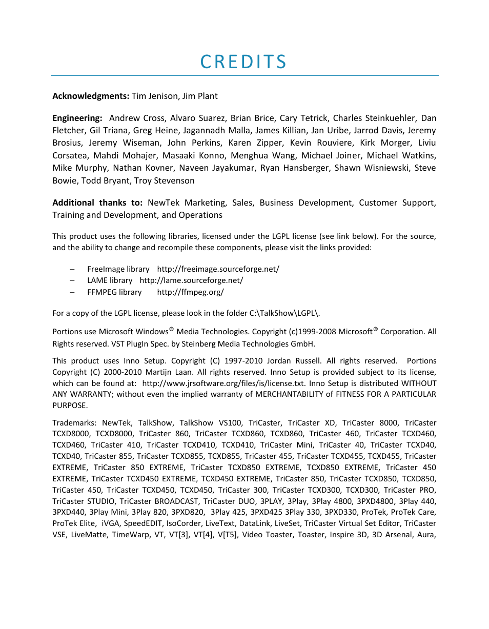 NewTek TalkShow VS-100 User Manual | Page 99 / 101