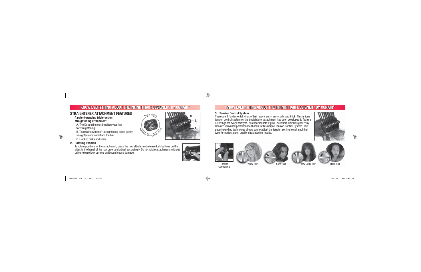 Know everything about the infiniti hair designer, By conair, Straightener attachment features | Conair 208 User Manual | Page 7 / 34