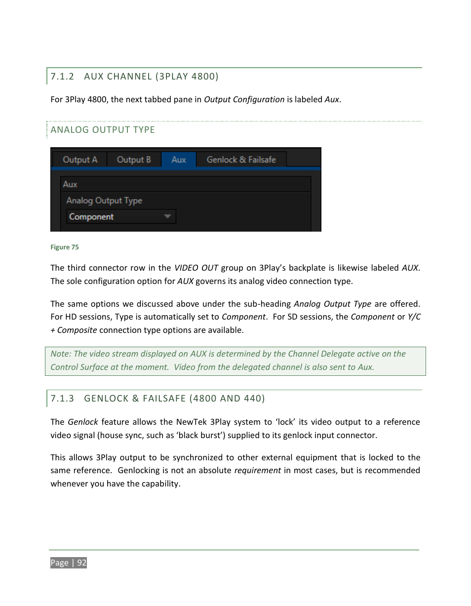 Aux channel (3play 4800), Genlock & failsafe (4800 and 440) | NewTek 3Play 4800 User Manual | Page 108 / 266