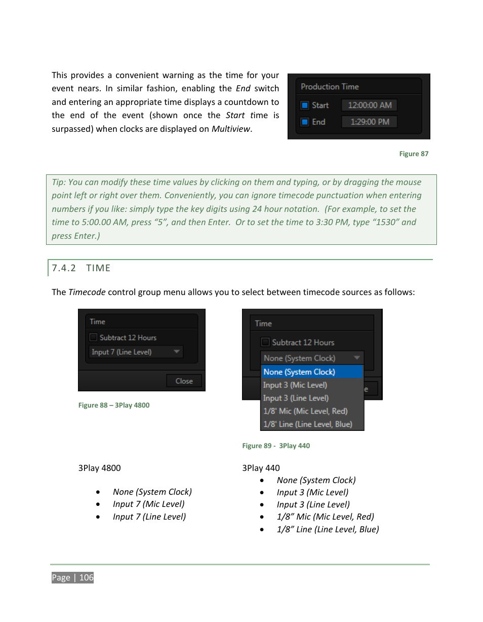 Time | NewTek 3Play 4800 User Manual | Page 122 / 266