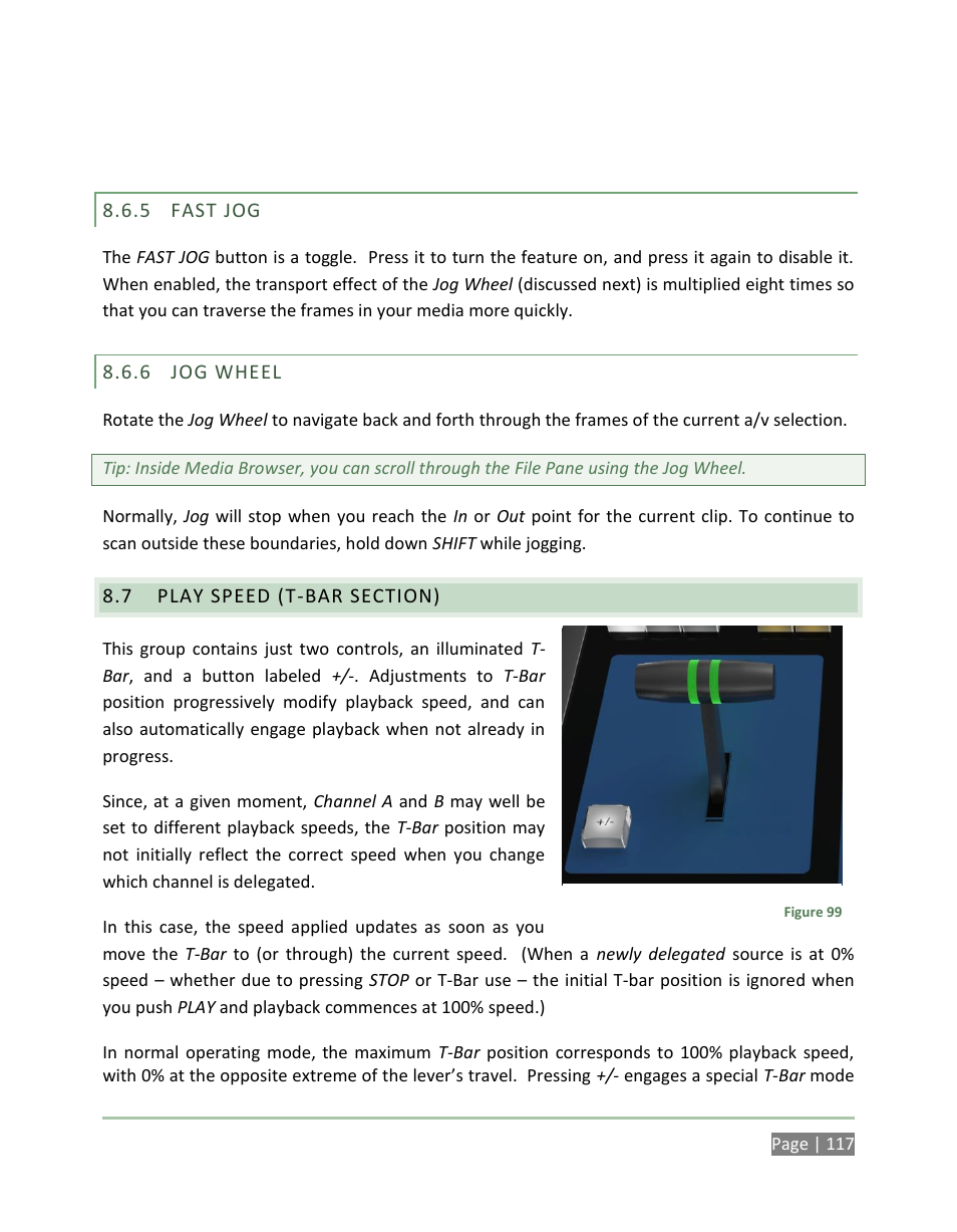 Fast jog, Jog wheel, Play speed (t-bar section) | NewTek 3Play 4800 User Manual | Page 133 / 266