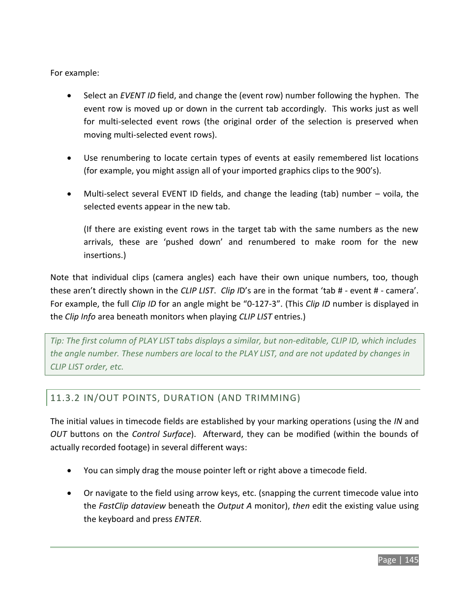 In/out points, duration (and trimming) | NewTek 3Play 4800 User Manual | Page 161 / 266