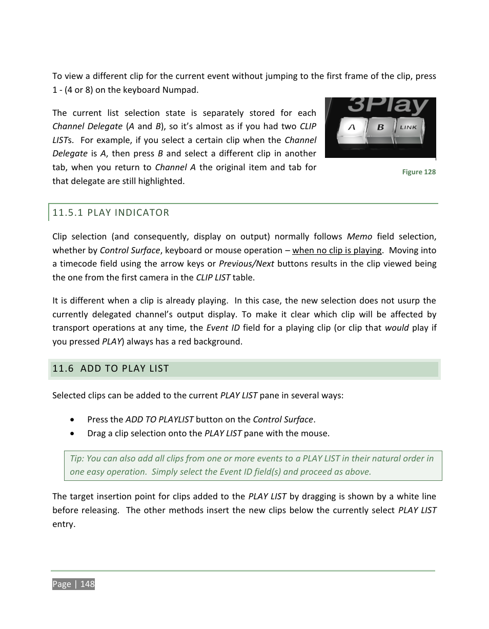 Play indicator, Add to play list | NewTek 3Play 4800 User Manual | Page 164 / 266