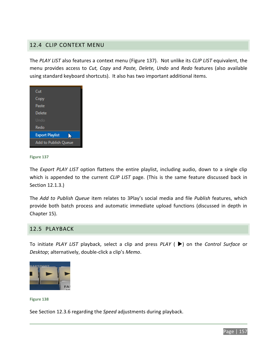 Clip context menu, Playback | NewTek 3Play 4800 User Manual | Page 173 / 266